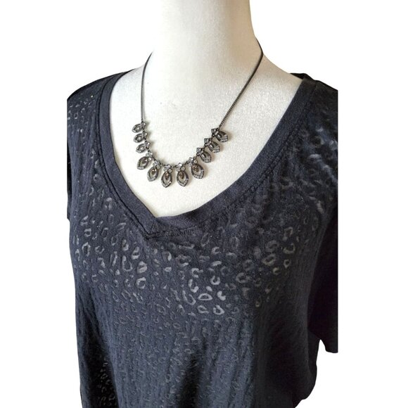 Vintage Black,Grey Metal Teardrop Shape Clear,Brown Glass Chrystals Necklace - Picture 8 of 10